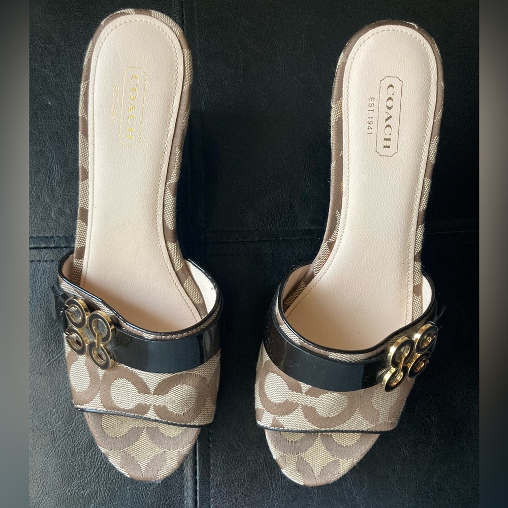 Coach Brown and Tan Wedge Shoes